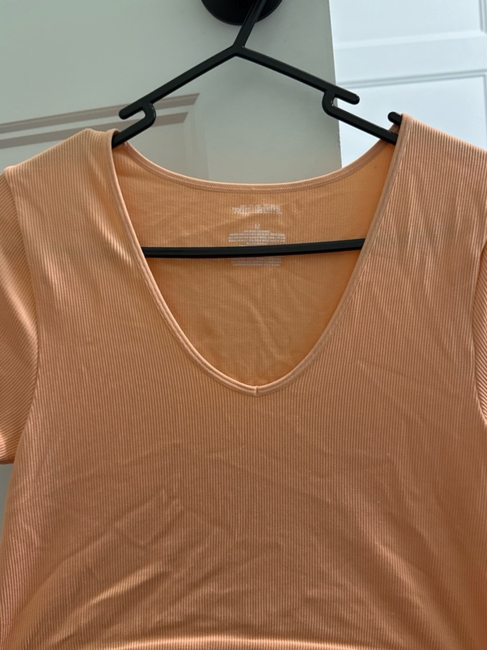 wild fable Peach Ribbed V-Neck Short Sleeve Tee